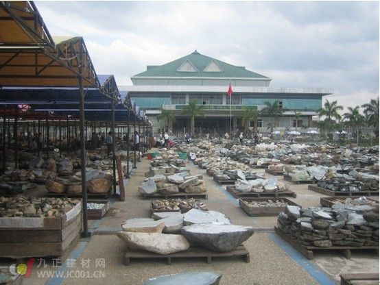 缅甸翡翠公盘翡翠原石成交价比起拍底价暴涨1