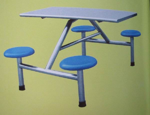 河南四人不锈钢餐桌椅八人连体塑料餐桌椅