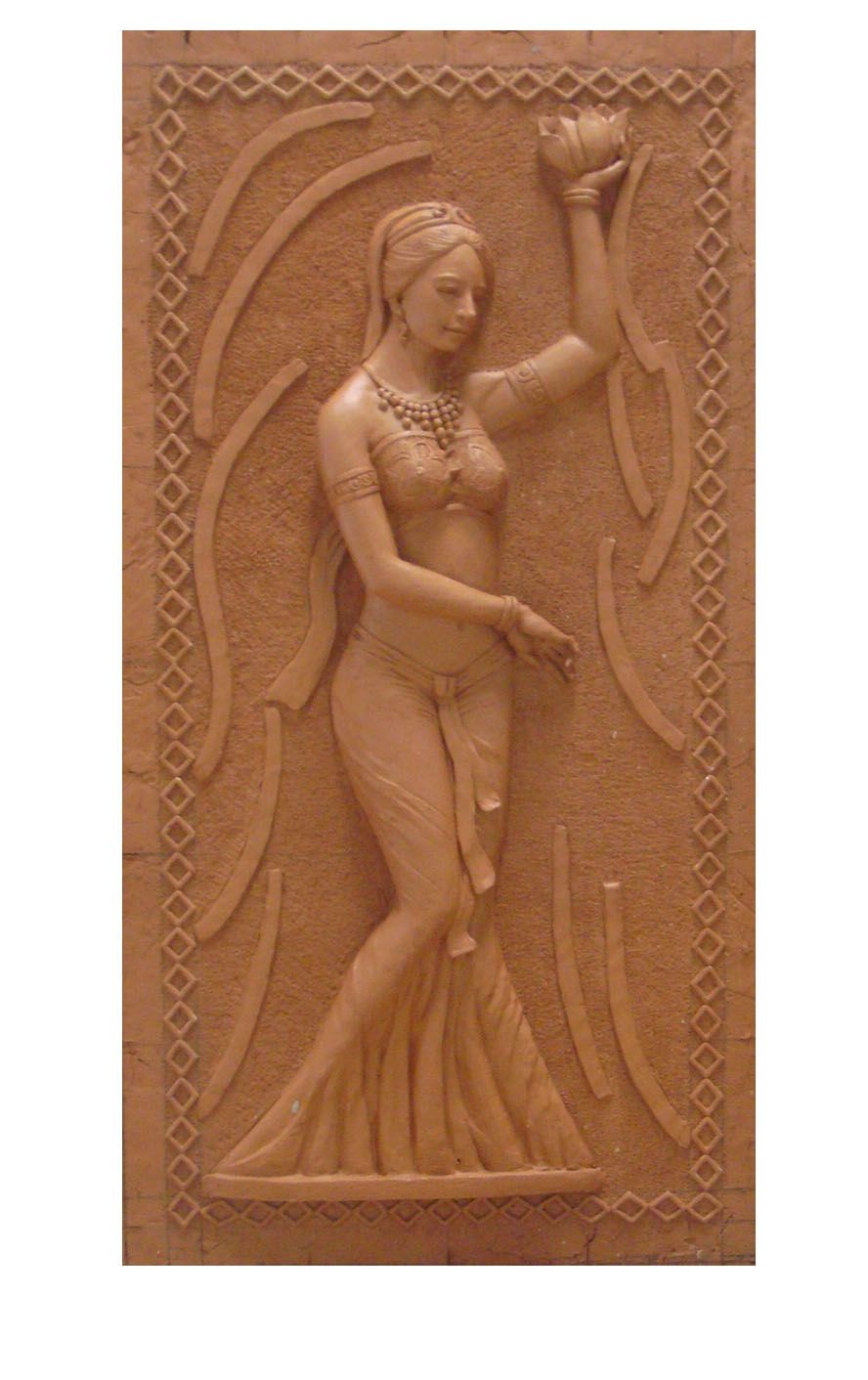 砂岩浮雕壁画沐浴美女雕塑