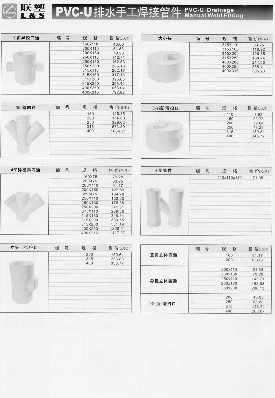 pvc排水管件大全 规格图片