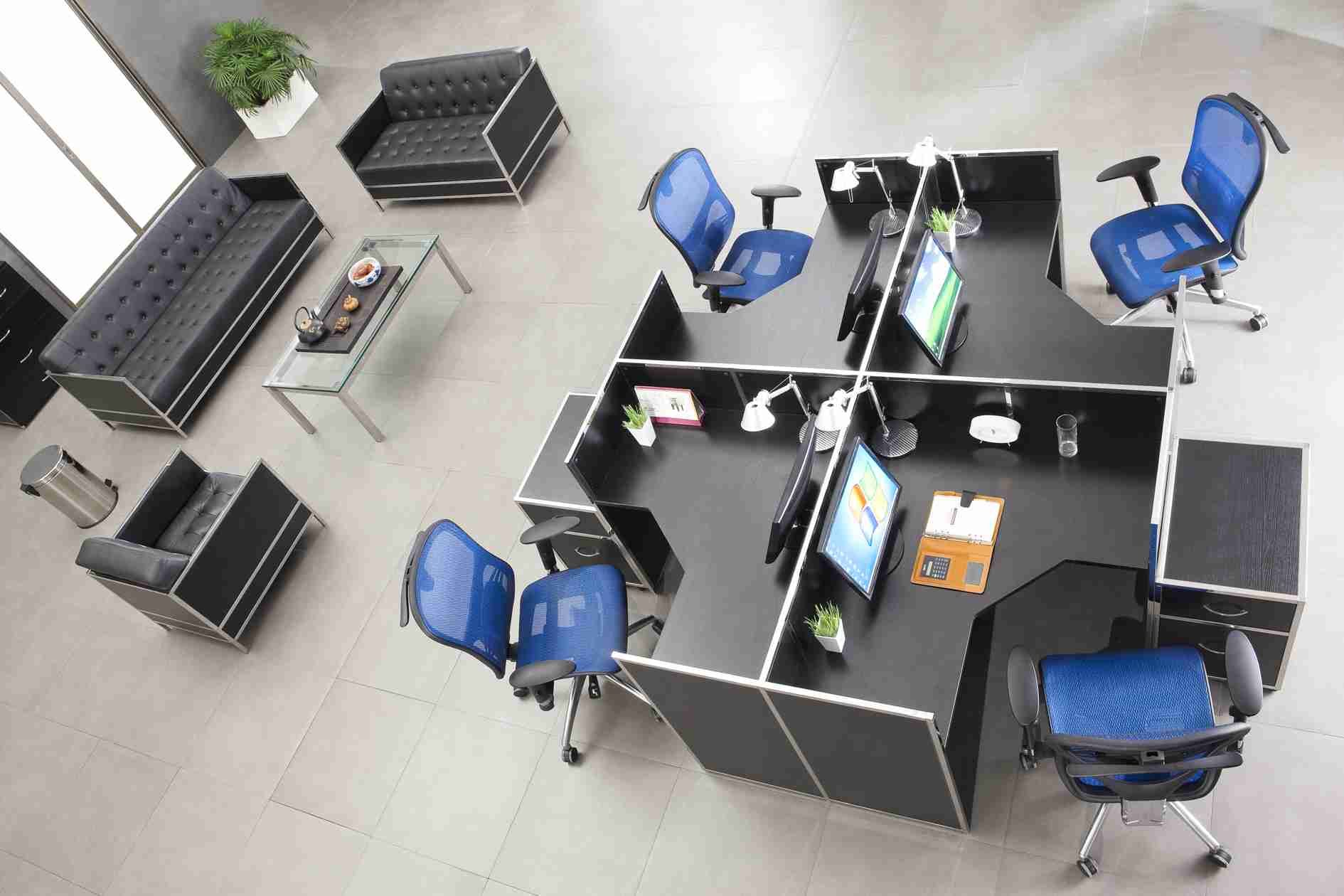 办公桌椅组合4人位 六人位职员工位桌简约现代办公桌_合步二手办公家具城，新旧搭配，创业成本立省50%。