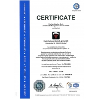 ISO14001国际认证证书